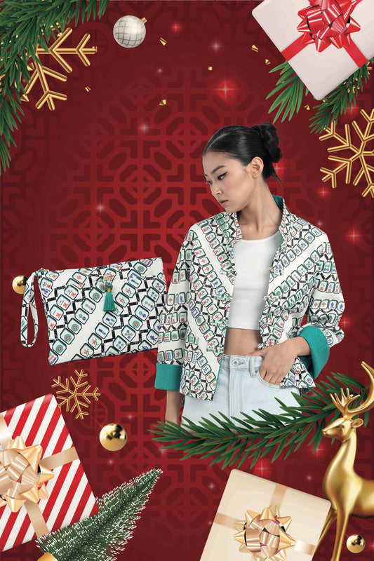 Yi-ming Christmas Bundle (Mahjong Jacket + Clutch) Green